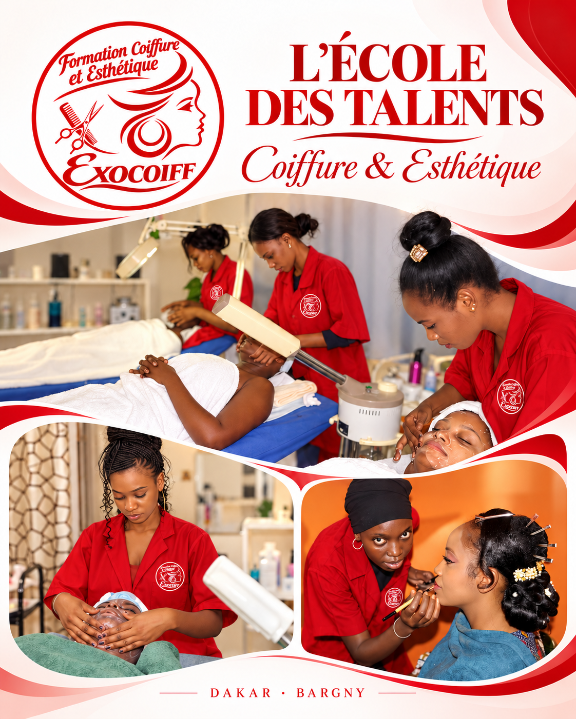 EXOCOIFF, l’école des talents : coiffure et esthétique à Dakar et Bargny, visuel illustrant les ateliers de formation